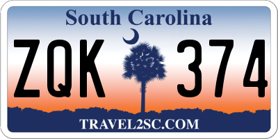 SC license plate ZQK374