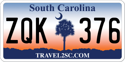 SC license plate ZQK376