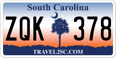 SC license plate ZQK378