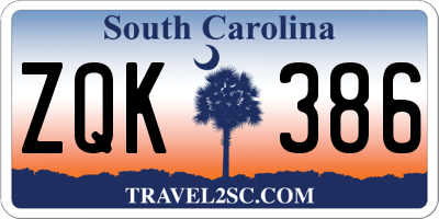 SC license plate ZQK386
