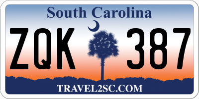 SC license plate ZQK387