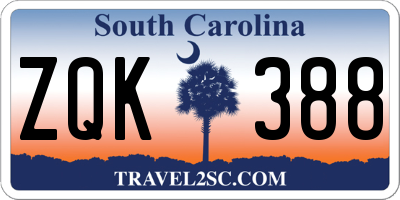 SC license plate ZQK388