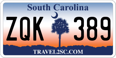 SC license plate ZQK389