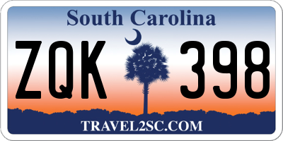 SC license plate ZQK398