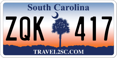 SC license plate ZQK417