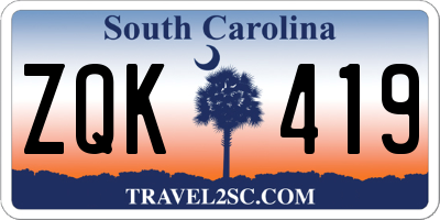 SC license plate ZQK419