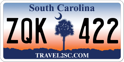SC license plate ZQK422