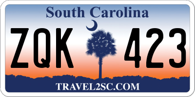 SC license plate ZQK423