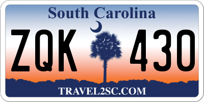 SC license plate ZQK430