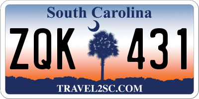 SC license plate ZQK431