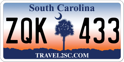 SC license plate ZQK433