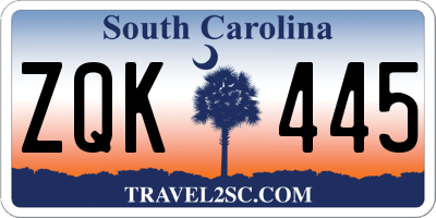 SC license plate ZQK445