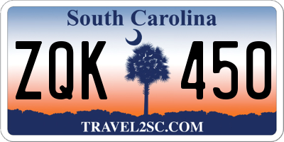 SC license plate ZQK450