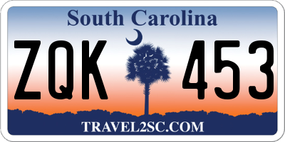 SC license plate ZQK453