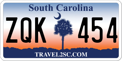 SC license plate ZQK454