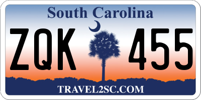 SC license plate ZQK455
