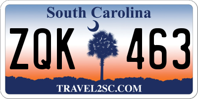 SC license plate ZQK463