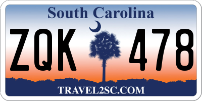 SC license plate ZQK478