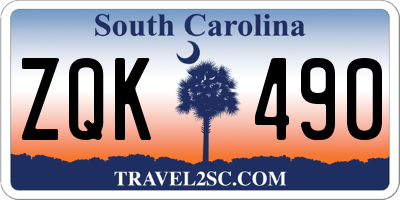 SC license plate ZQK490
