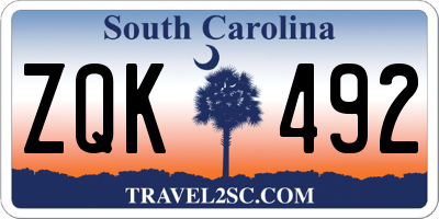 SC license plate ZQK492