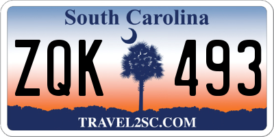 SC license plate ZQK493
