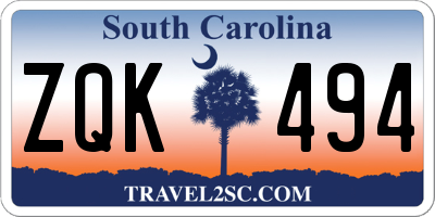SC license plate ZQK494