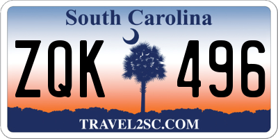 SC license plate ZQK496