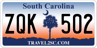 SC license plate ZQK502