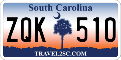 SC license plate ZQK510