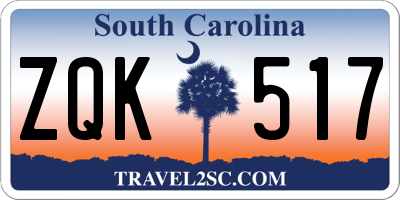SC license plate ZQK517