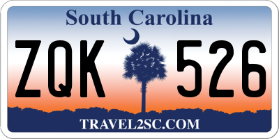 SC license plate ZQK526