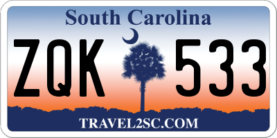 SC license plate ZQK533