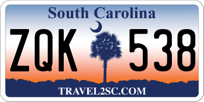 SC license plate ZQK538