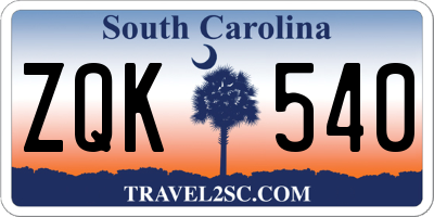 SC license plate ZQK540