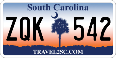 SC license plate ZQK542