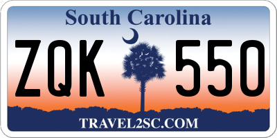 SC license plate ZQK550