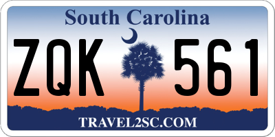 SC license plate ZQK561