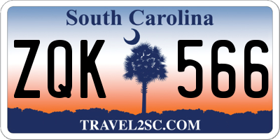 SC license plate ZQK566