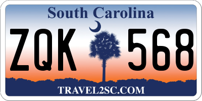 SC license plate ZQK568