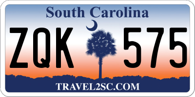 SC license plate ZQK575
