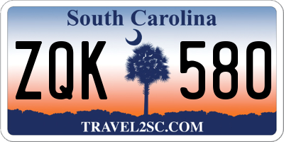 SC license plate ZQK580