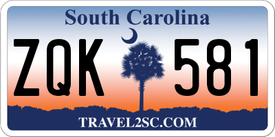 SC license plate ZQK581