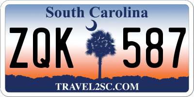 SC license plate ZQK587