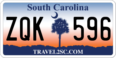 SC license plate ZQK596