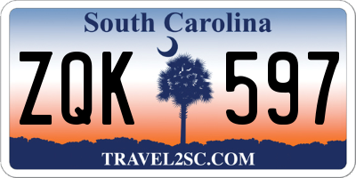 SC license plate ZQK597