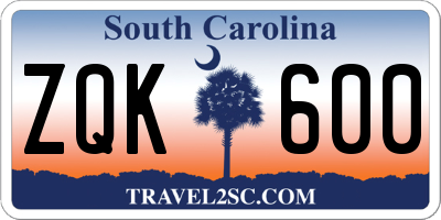 SC license plate ZQK600