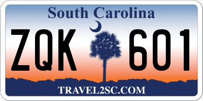 SC license plate ZQK601