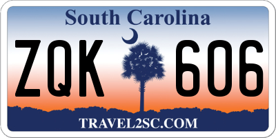 SC license plate ZQK606