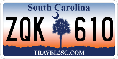 SC license plate ZQK610