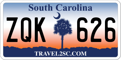 SC license plate ZQK626